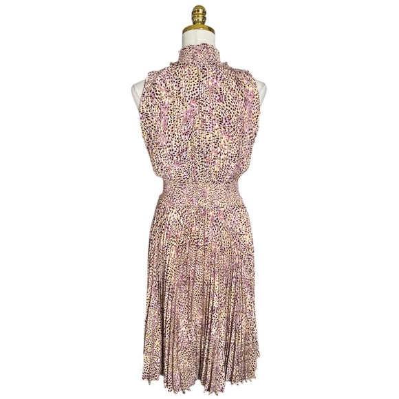 Nanette Lepore Womens Animal Print Sleeveless Smock Neck & Waist Pleated Midi 6 - Picture 6 of 11